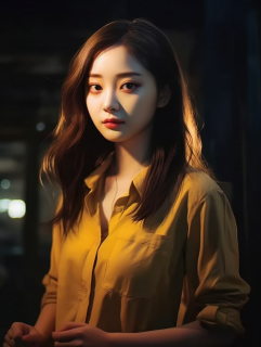 夜色中的华裔女子