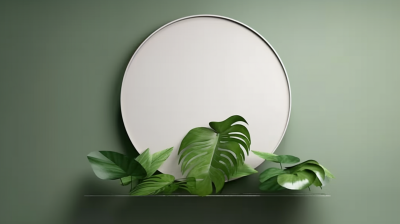 绿色架上的绿色植物摄影图
