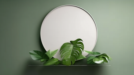 绿色架上的绿色植物摄影图