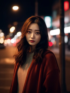夜色中的亚洲女性摄影图片