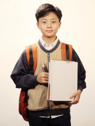 中文专业的少年灰褐色夹克摄影图片