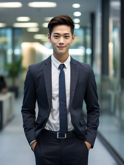 面带微笑的帅气男领导摄影图片
