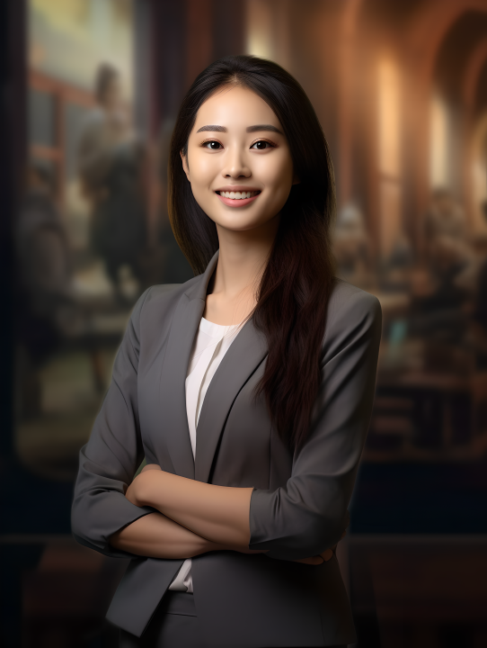 职场精英亮丽氛围自然的办公室亚洲女性微笑图片摄影图版权图片下载