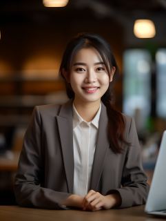 工作精英氛围：亚洲女性微笑摄影图片