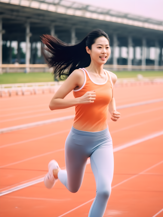 跑道上的运动女孩摄影图版权图片下载