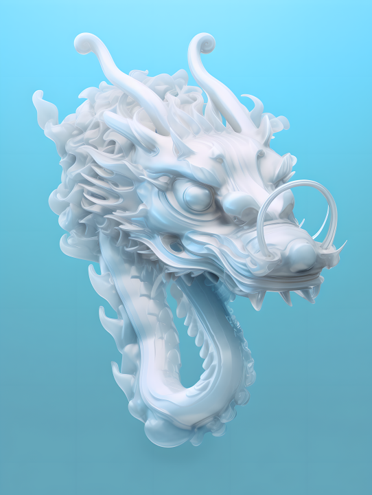 中国悬浮在空中的神龙插画版权图片下载