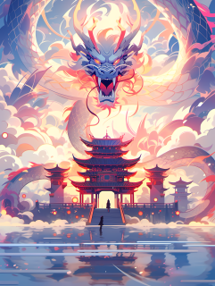 中国龙翱翔摄影图