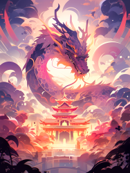 中国风半透明龙凌空而上的摄影图片