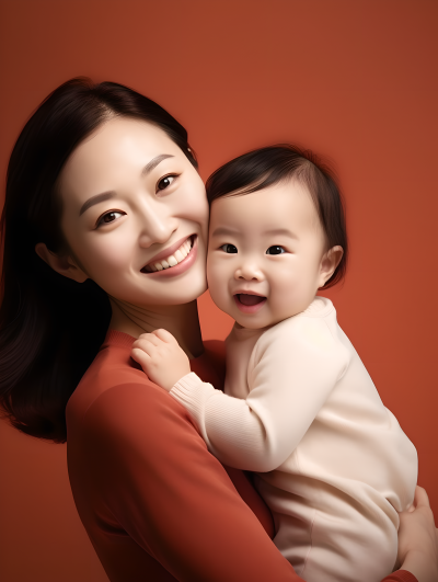 甜蜜亲子合影实景摄影图片