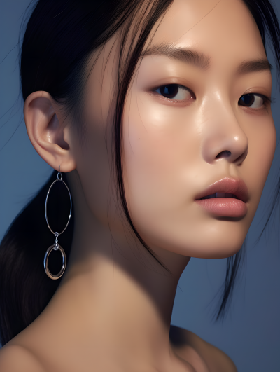 细节展示的耳钉美女摄影图