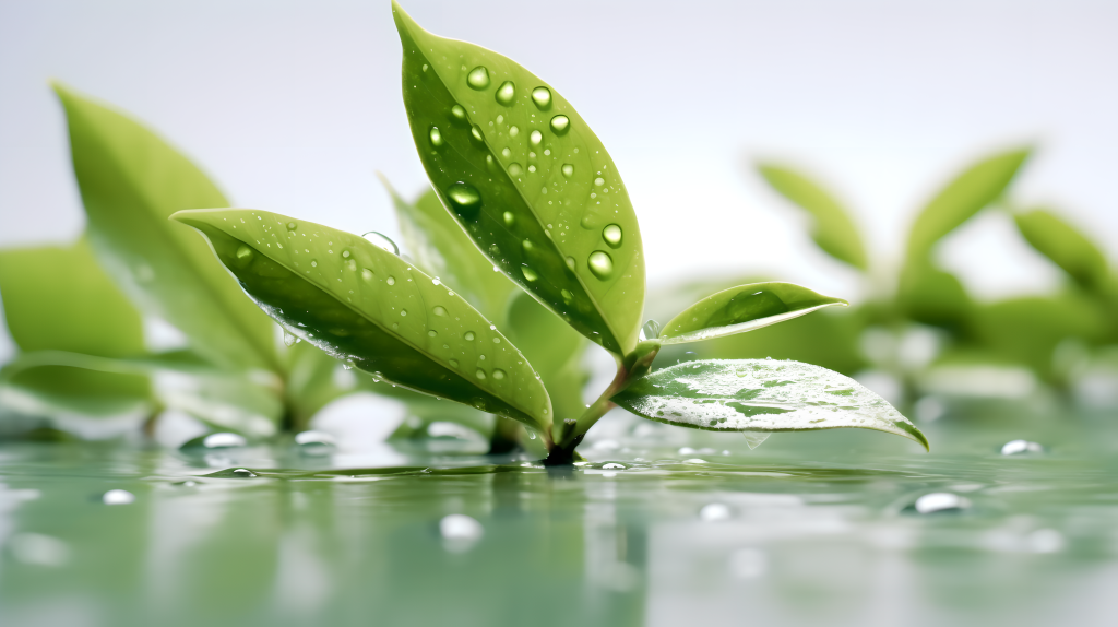 绿色植物白皙清透肌肤美容产品摄影版权图片下载