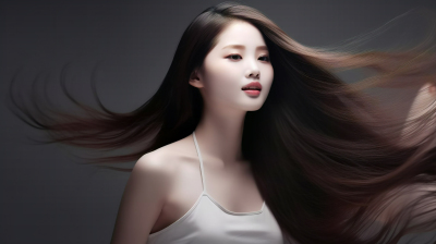 长发在光芒四溢的风中摄影图片