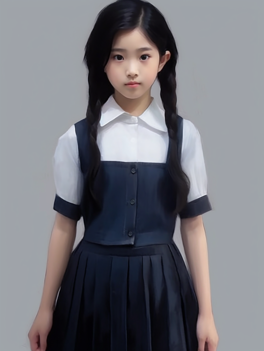 深褐光影中的海军学校甜美女孩摄影版权图片下载