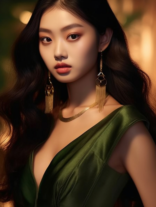 璀璨时光翡翠金装靓丽美女摄影图版权图片下载
