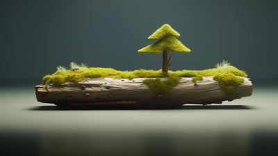 枯木上的苔藓和小树摄影图片