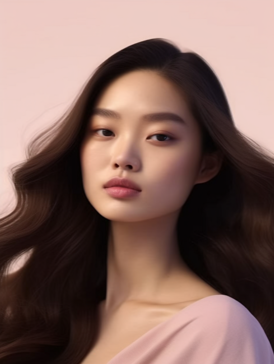 长发女性完美妆容的摄影版权图片下载