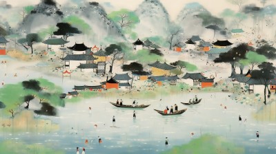 水乡小村风景图片