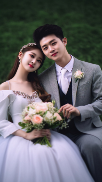 中式婚纱照摄影图片