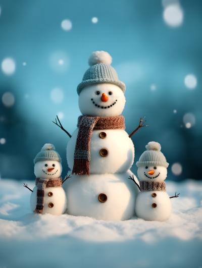 自然色彩的小雪人摄影