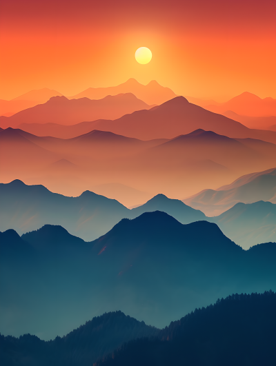 山顶日出壮丽景色摄影图