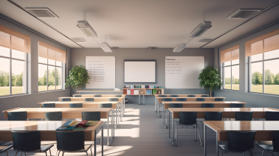 学校教室装饰全景摄影图