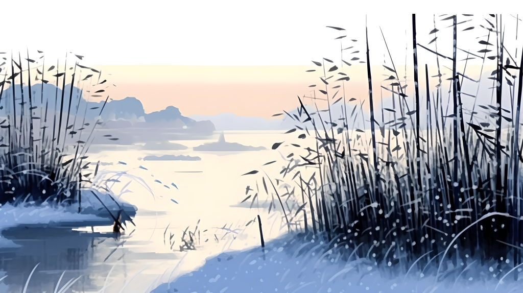 中国风景画，雪景，冬季风景，降雪，简约，8K超高质量摄影版权图片下载