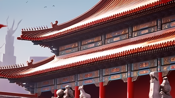 日落紫禁城美景摄影图片