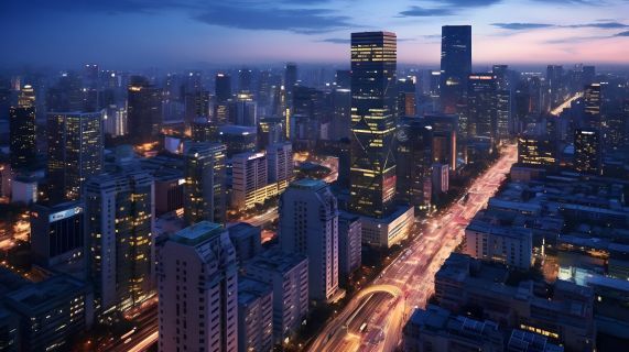 摩天大楼夜景摄影图