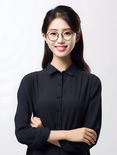 中国美女老师戴眼镜摄影图片