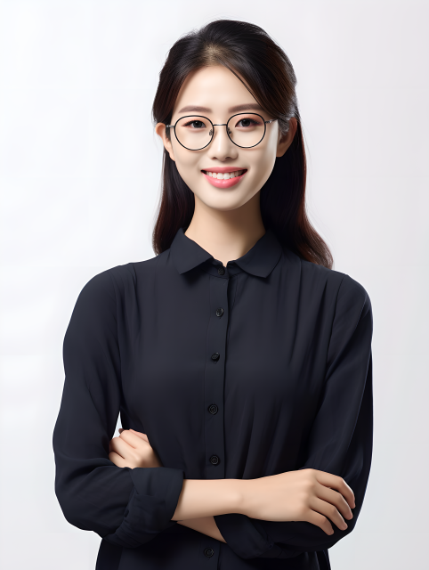 中国美女老师戴眼镜摄影图片