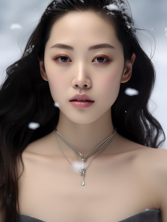 冬日美女近景摄影图版权图片下载