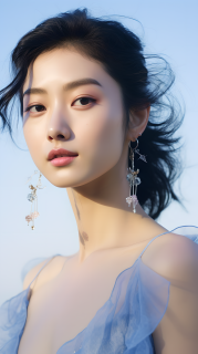 美女佩戴钻石耳饰摄影图