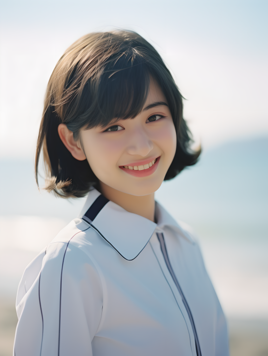 海边清新女孩摄影版权图片下载