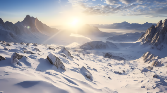 长白山冬日雪景摄影图片