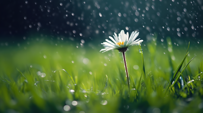 雏菊淋雨的图片