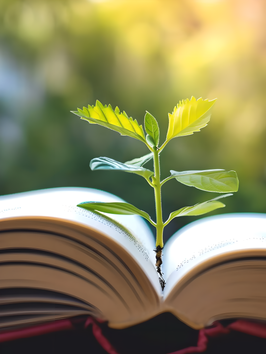 环保意识书本植物生长摄影版权图片下载