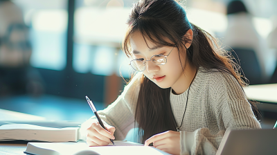 女大学生写作图片