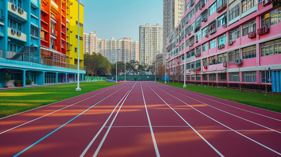学校操场五颜六色建筑图片