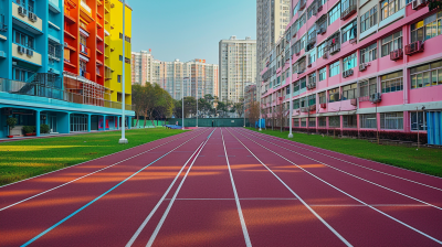 学校操场五颜六色建筑图片