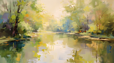 风景油画轻柔色调图片