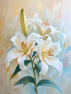 油画花卉简洁明亮图片
