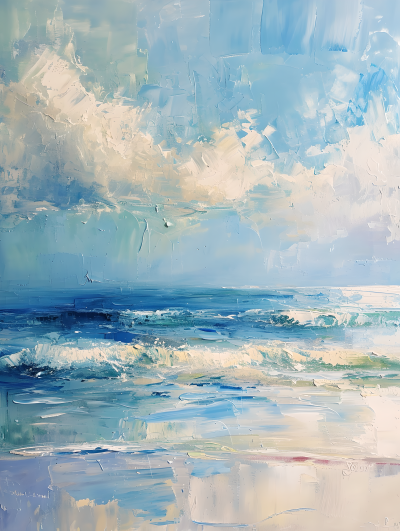 海边风景油画图片
