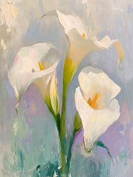油画花卉淡色花朵图片