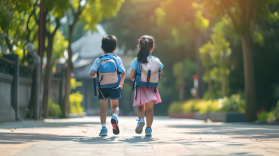 小学生放学路上图片