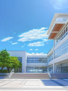 学校教学楼白色建筑图片