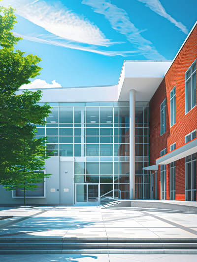 学校教学楼图书馆图片