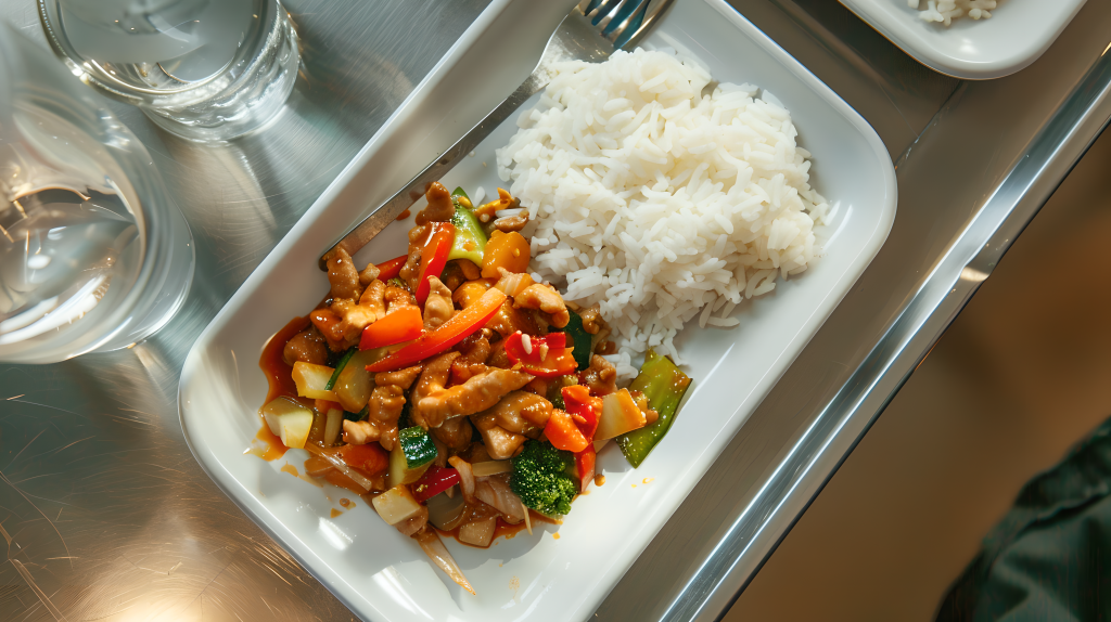 营养餐肉丁米饭版权图片下载