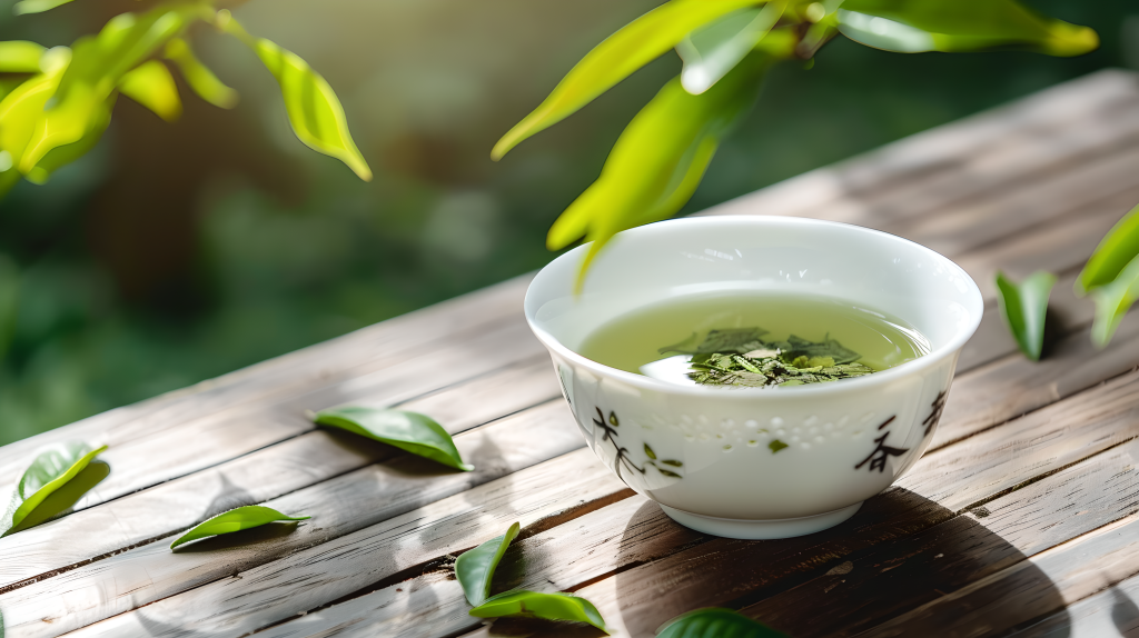 清茶落叶创意版权图片下载