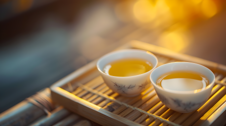 清茶橙色光影图片