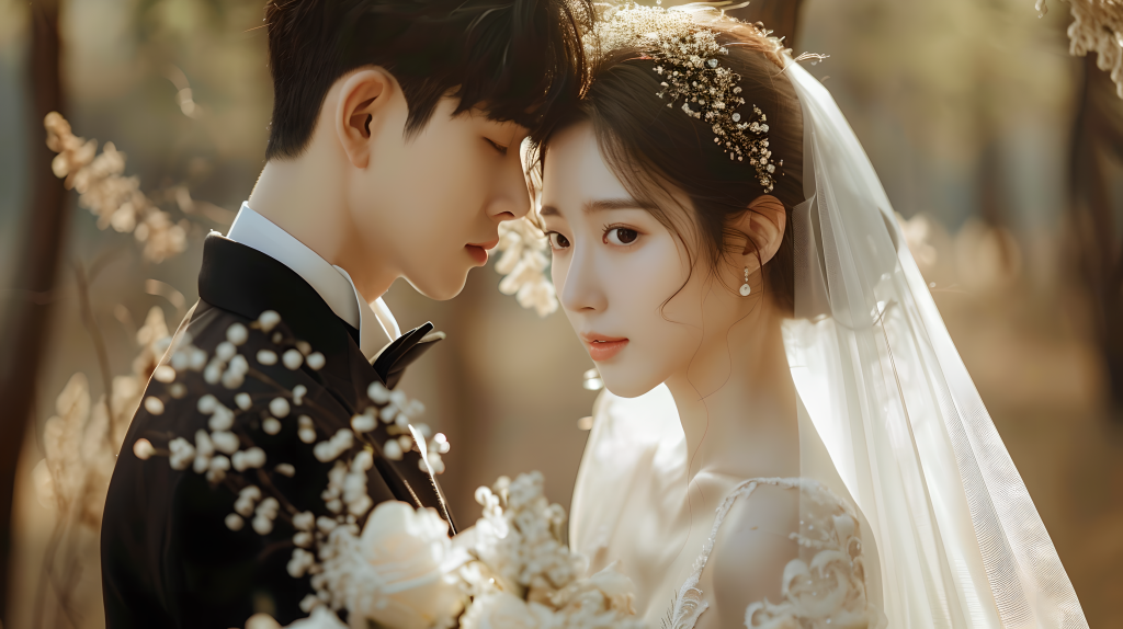 情侣婚纱照幸福夫妻版权图片下载